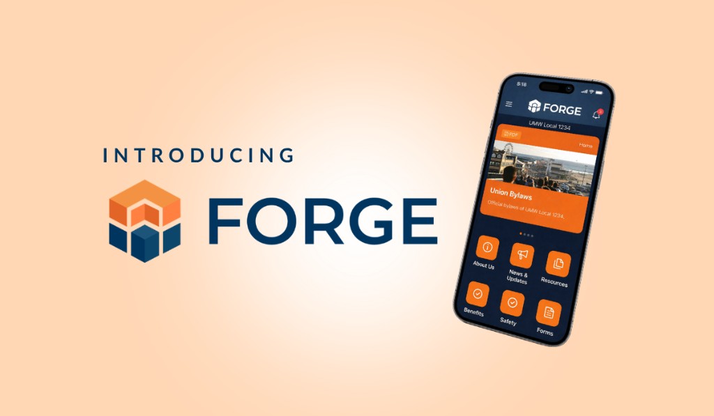 Forge mobile app: member experience on three phones