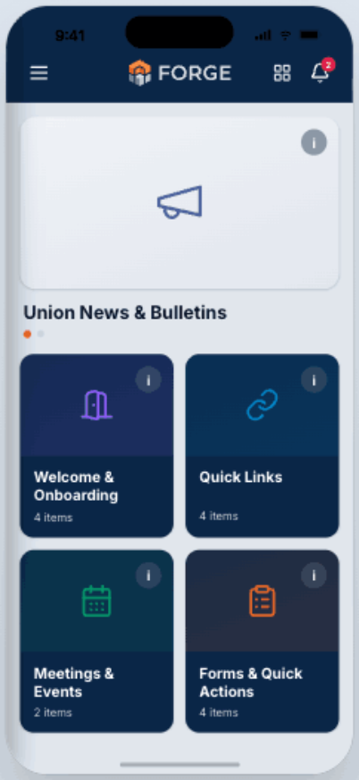 A union's branded Forge app on a member's phone